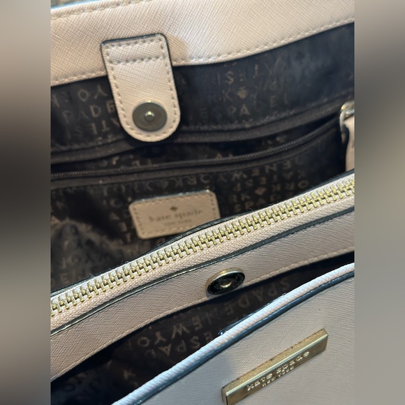 Kate Spade Evangelie tan & black leather compartment crossbody satchel purse bag - Picture 2 of 9